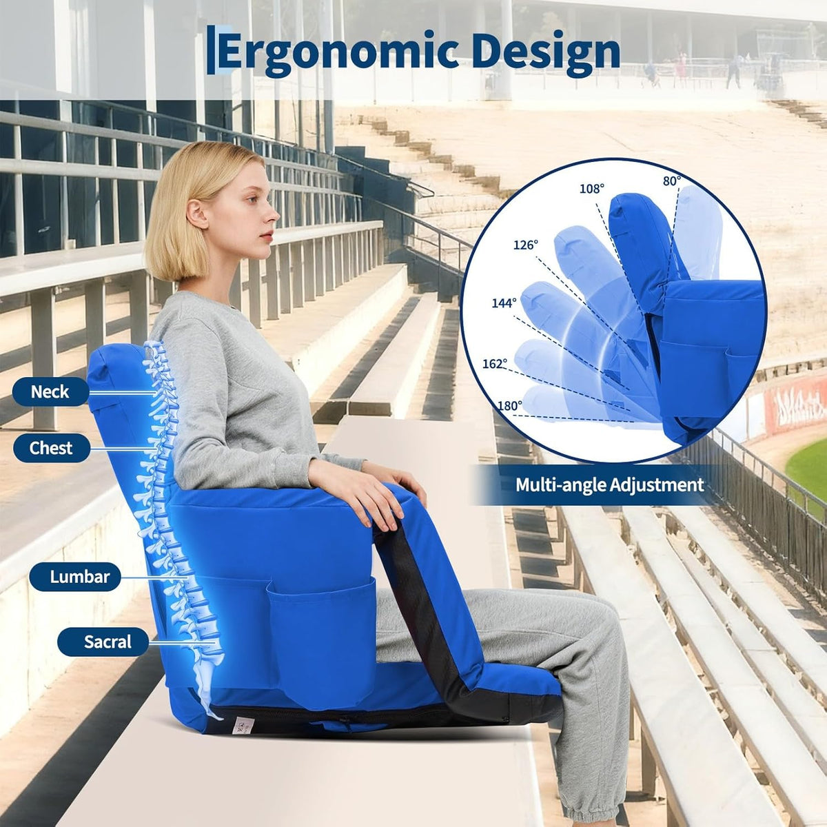 Riedhoff 6 Position Adjustable Stadium Bleacher Seats, 2 Count