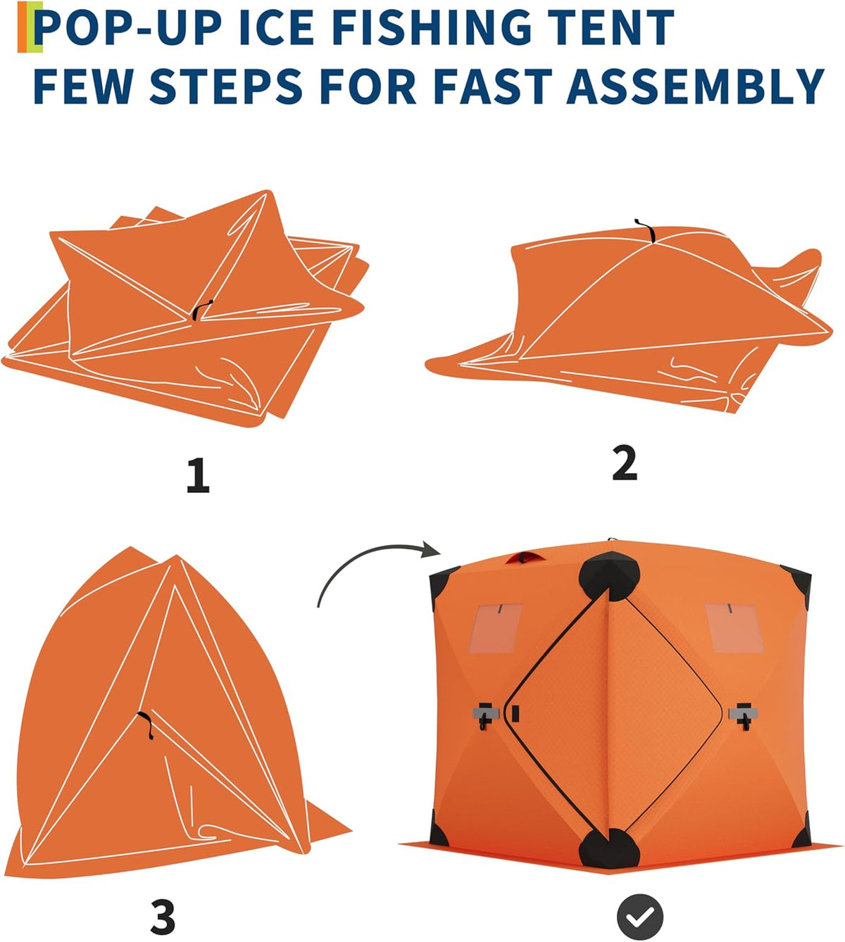 Garvee Ice Fishing Insulated Tent, 6-7 Person Shelter, 70.8 x 70.8 x 78.7"
