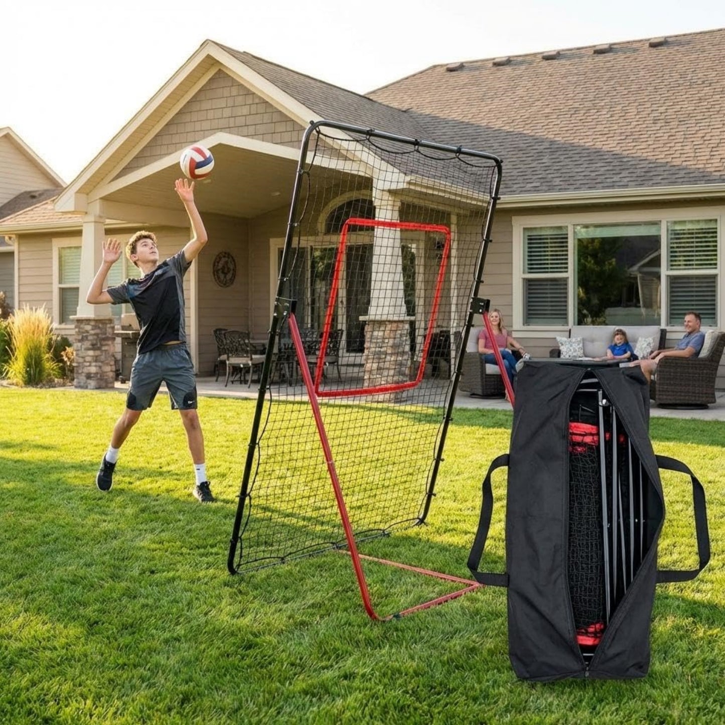 Riedhoff Volleyball Rebounder Net 7 x 4 ft, Large Training Bounce Back Net