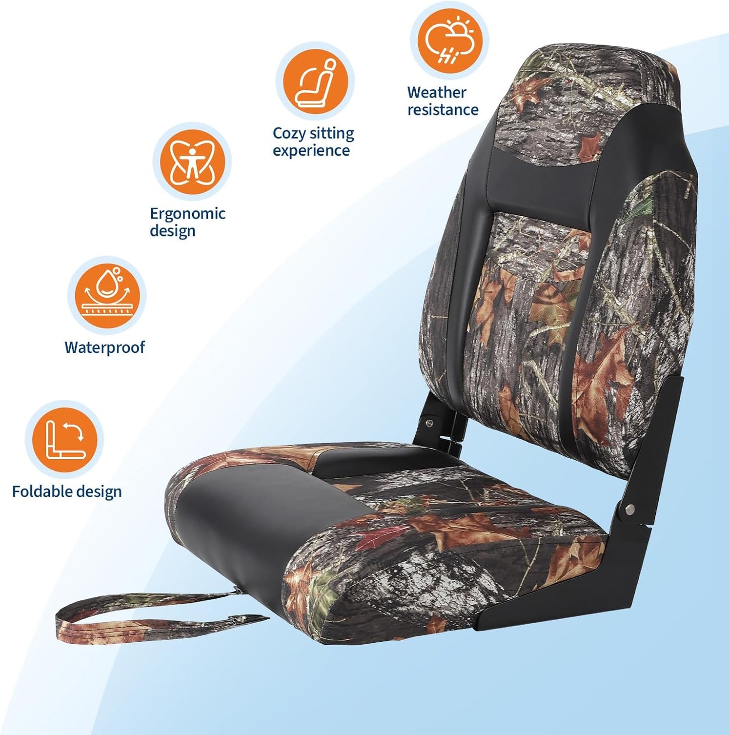 Garvee Folding Boat Seats, High Back, 2 Pack, Thick Sponge Padding and Hinge