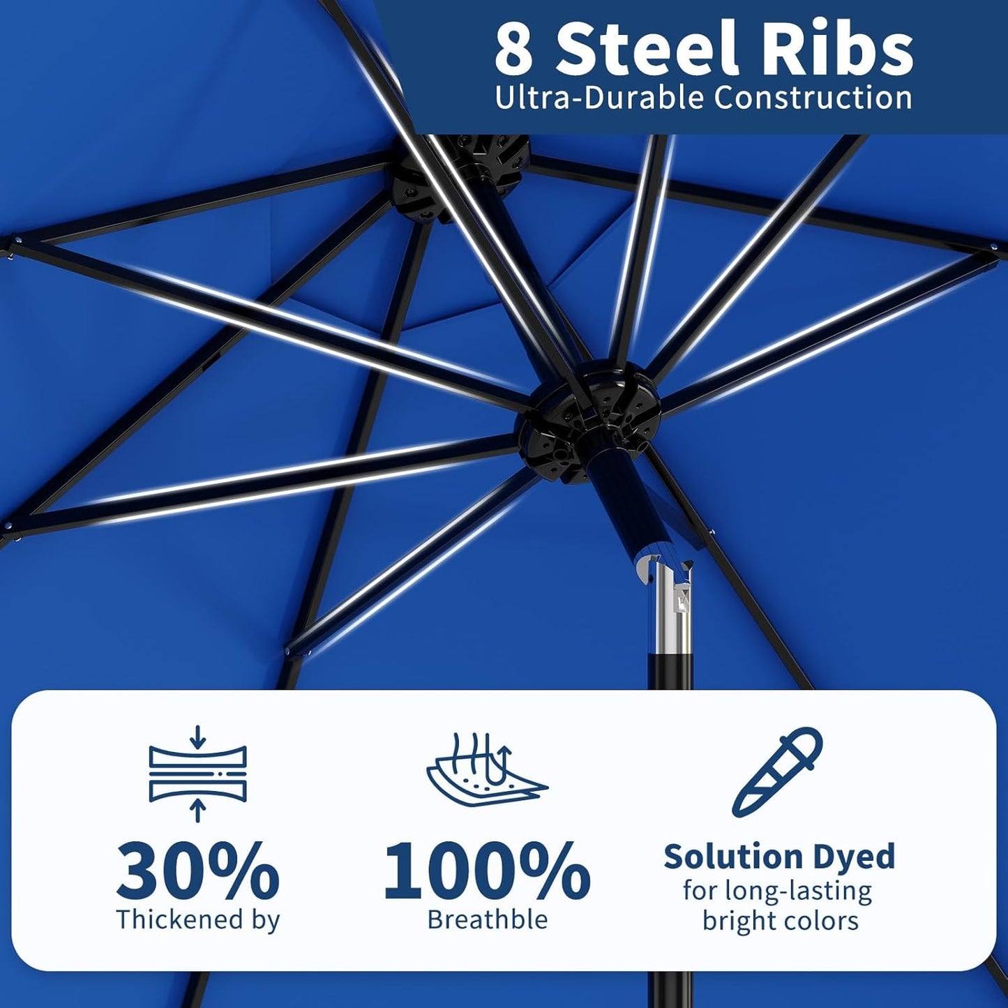 Garvee Outdoor Octagon Patio Umbrella, 8.69 x 8.69 x 7.87 ft, 8 Sturdy Ribs