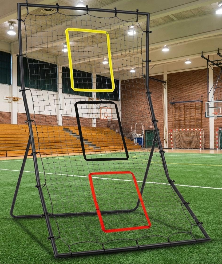 Riedhoff Pitch Back Net 6 x 4 ft, Pitching & Fielding Rebounder for Baseball & Softball, 3 Target Zones, Black