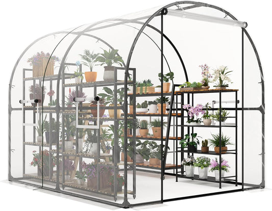 Garvee Portable Walk-in Greenhouse 98.42 x 78.74 x 78.74", Upgraded Heavy Duty Frame