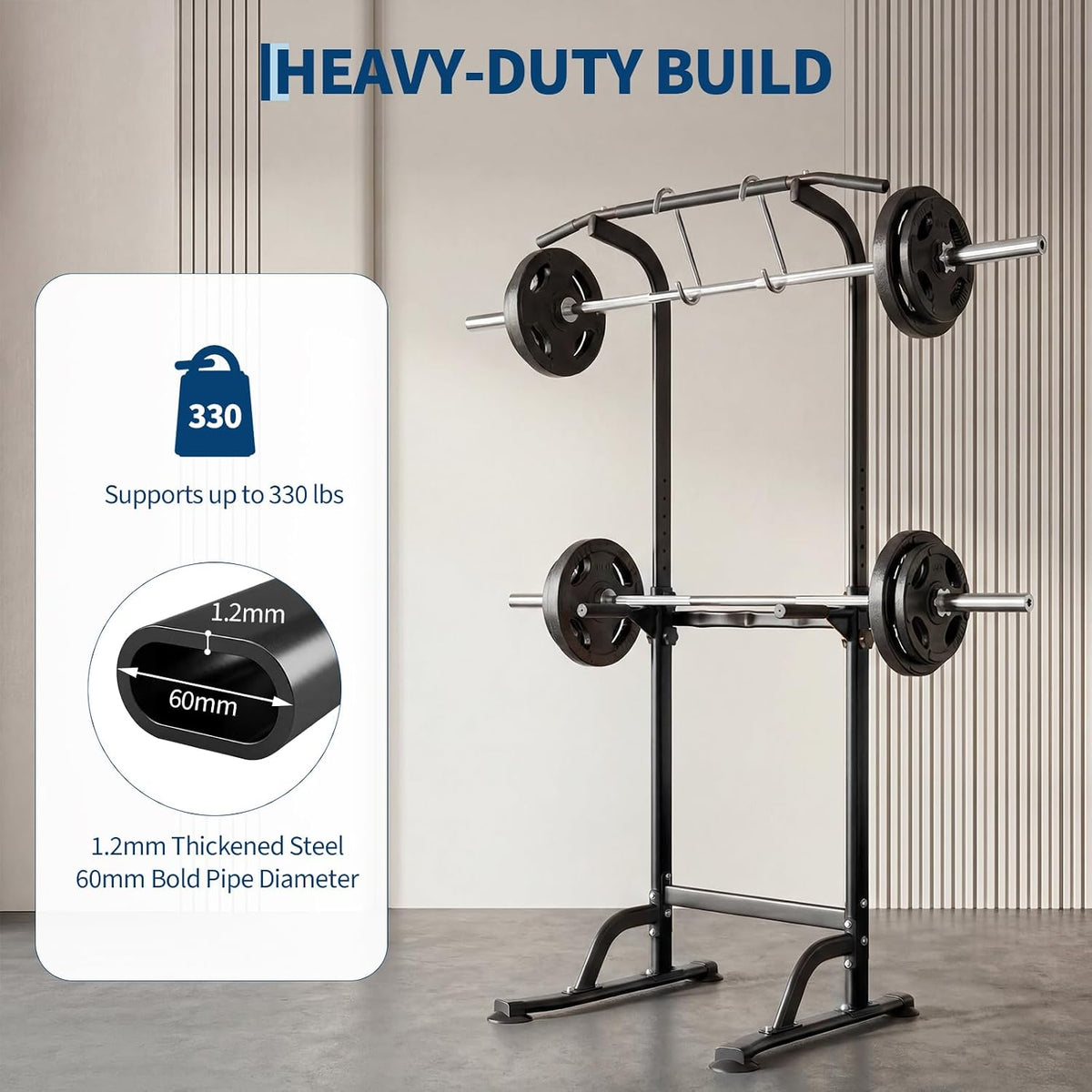 Riedhoff Power Tower Workout Station, Adjustable Pull Up Bar with Dip Bars, 10 Height Levels