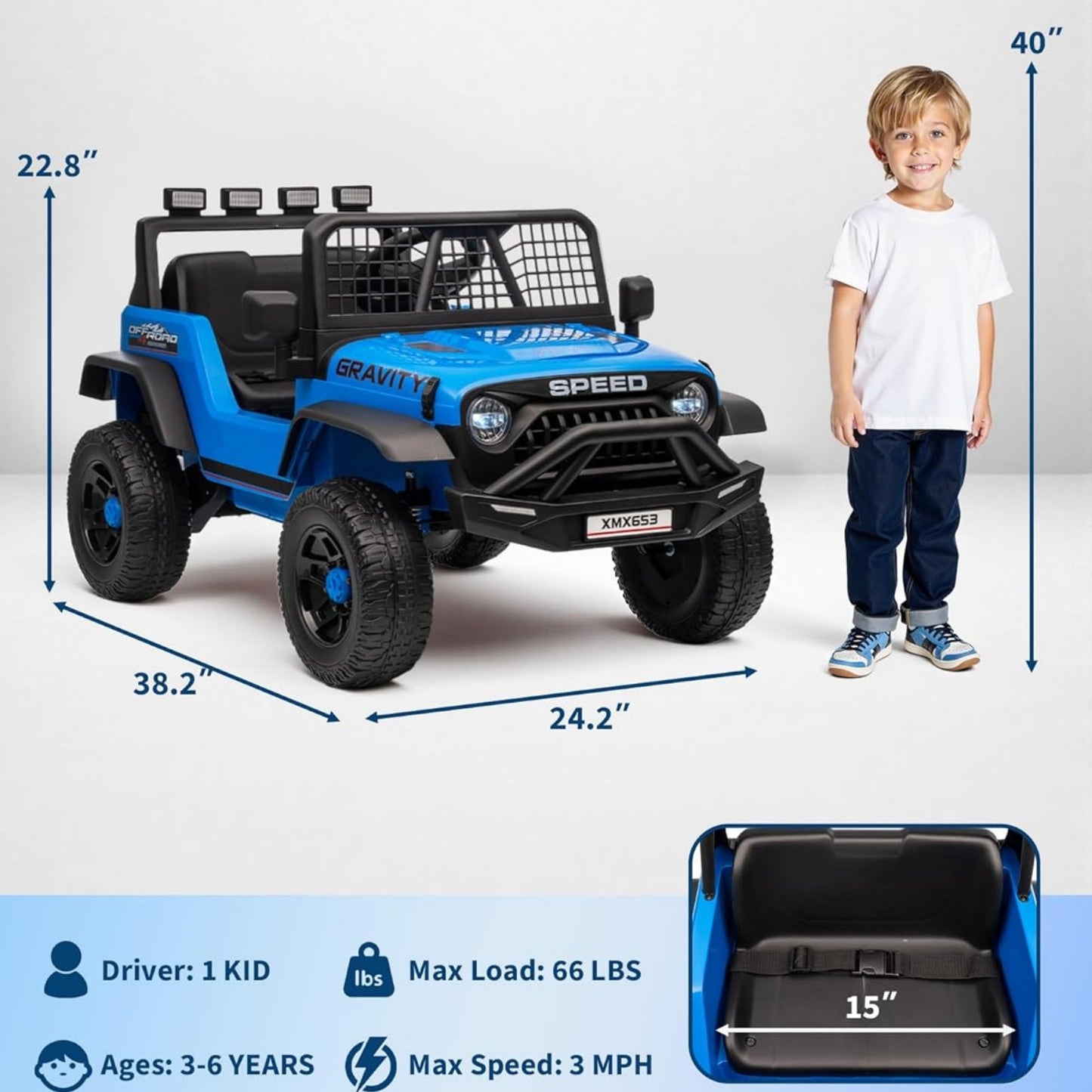 Garvee 12V Kids Ride on Car with Remote Controller, for Children 3-6 Years