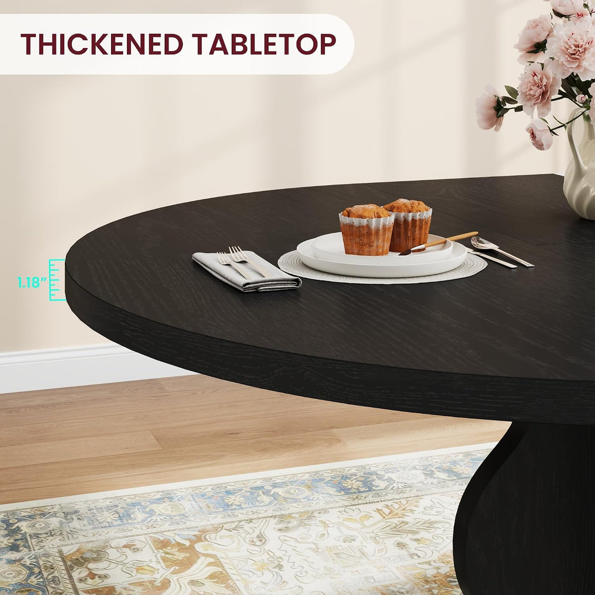 Riedhoff 47" to 63" Farmhouse Extendable Dining Table for 4-8