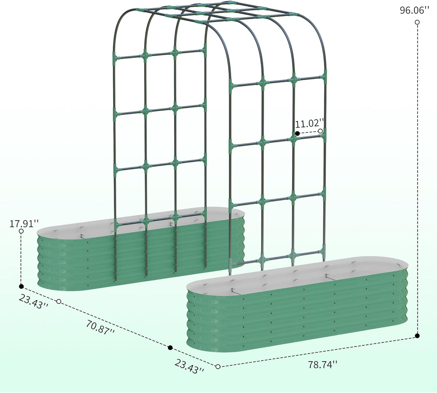 Goldensoil Raised Garden Bed with 95" H Tall Arch Trellis for Climbing Vegetables Flowers