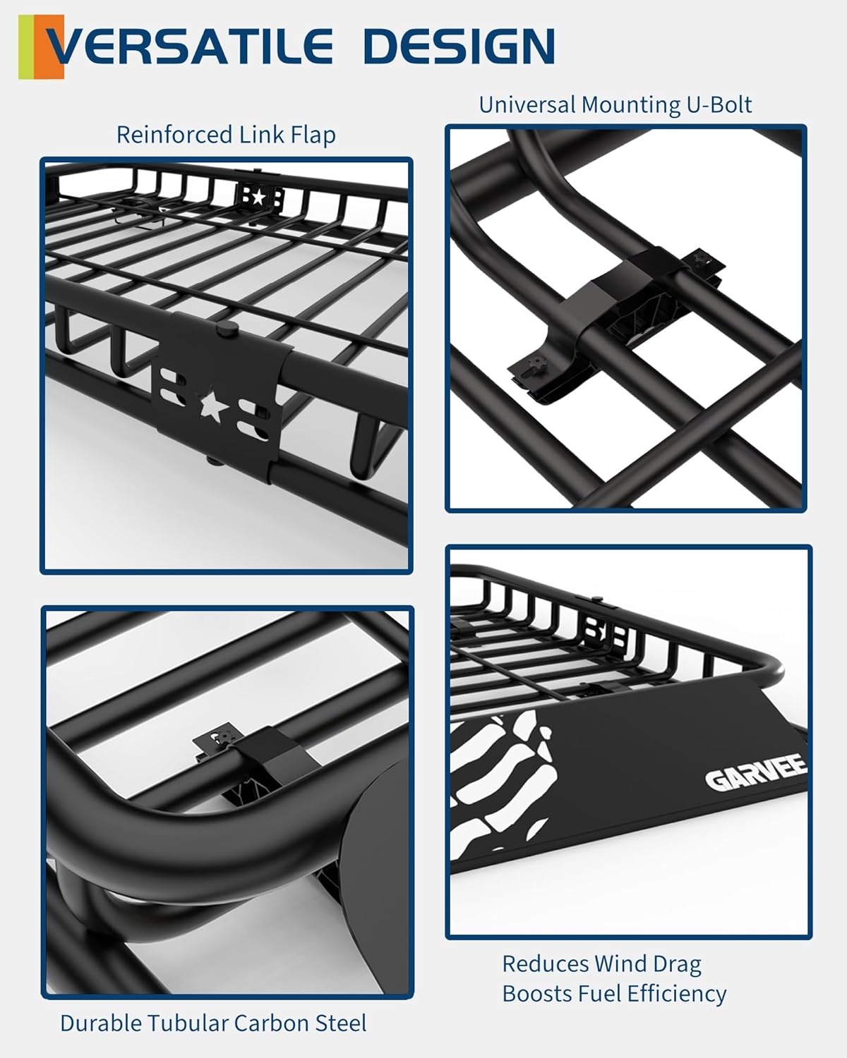 Garvee Roof Rack Carrier Basket, with Extension Luggage Holder, Black