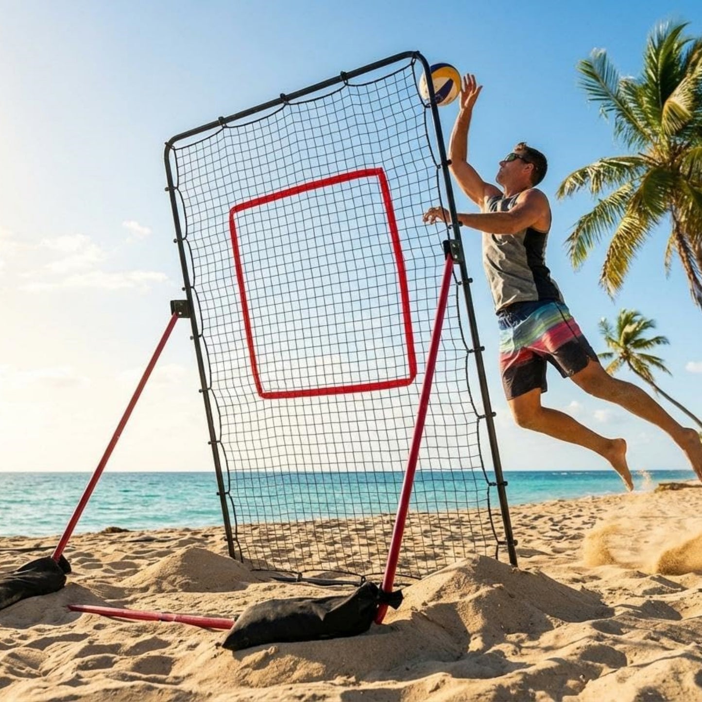 Riedhoff Volleyball Rebounder Net 7 x 4 ft, Large Training Bounce Back Net