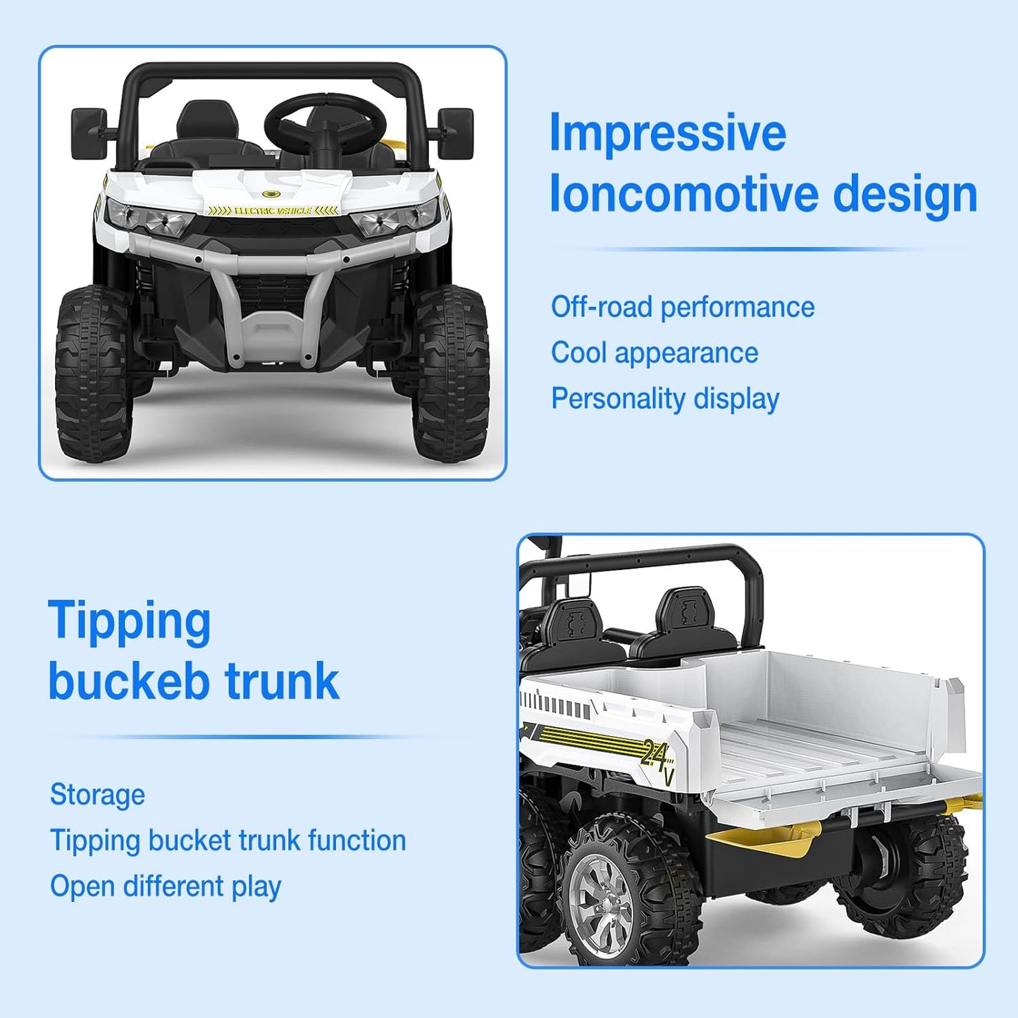 Garvee 24V Ride On Dump Truck for Kids, 4 x 75W Motors