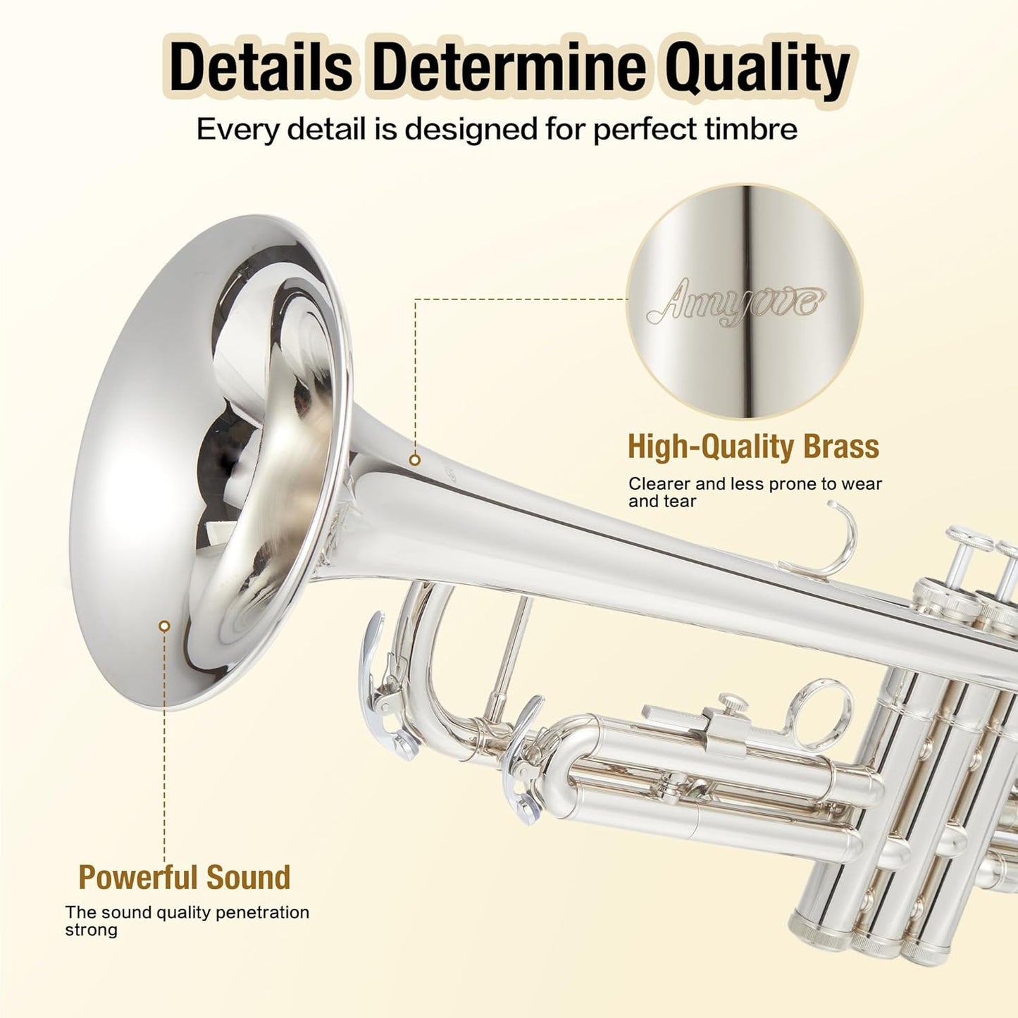 Garvee Bb Trumpet Lacquer Brass Complete Set for Beginners
