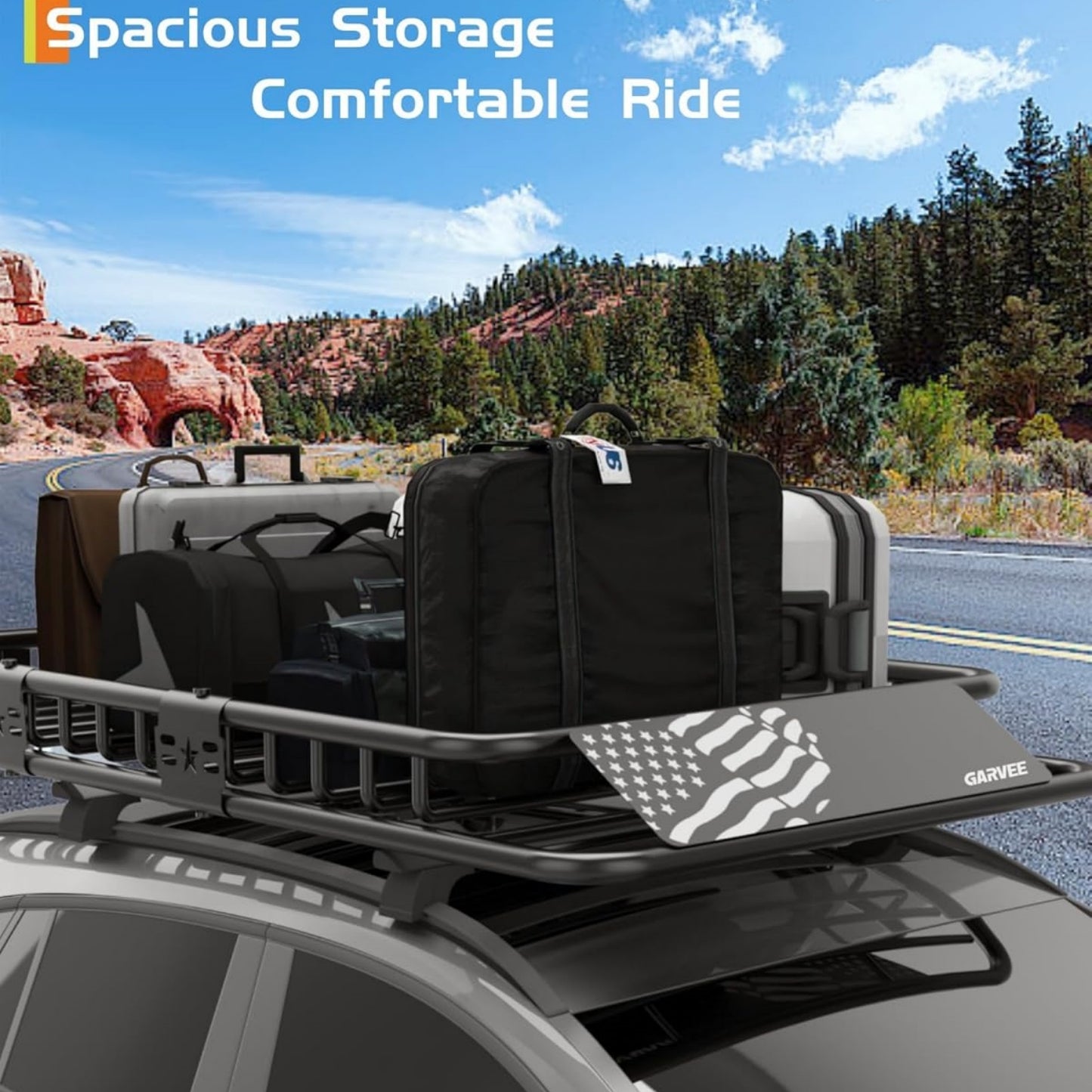 Garvee Roof Rack Carrier Basket, with Extension Luggage Holder, Black