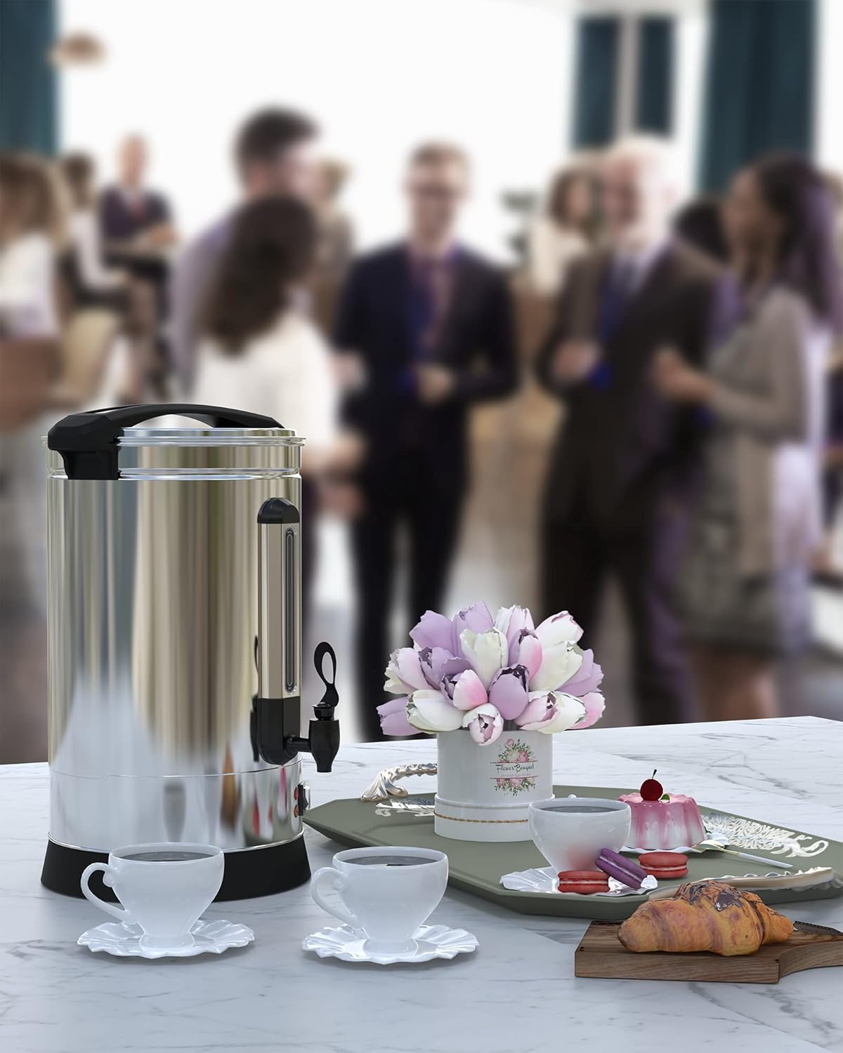 Garvee Coffee Urn, Stainless Steel Hot Water Dispenser, Silver