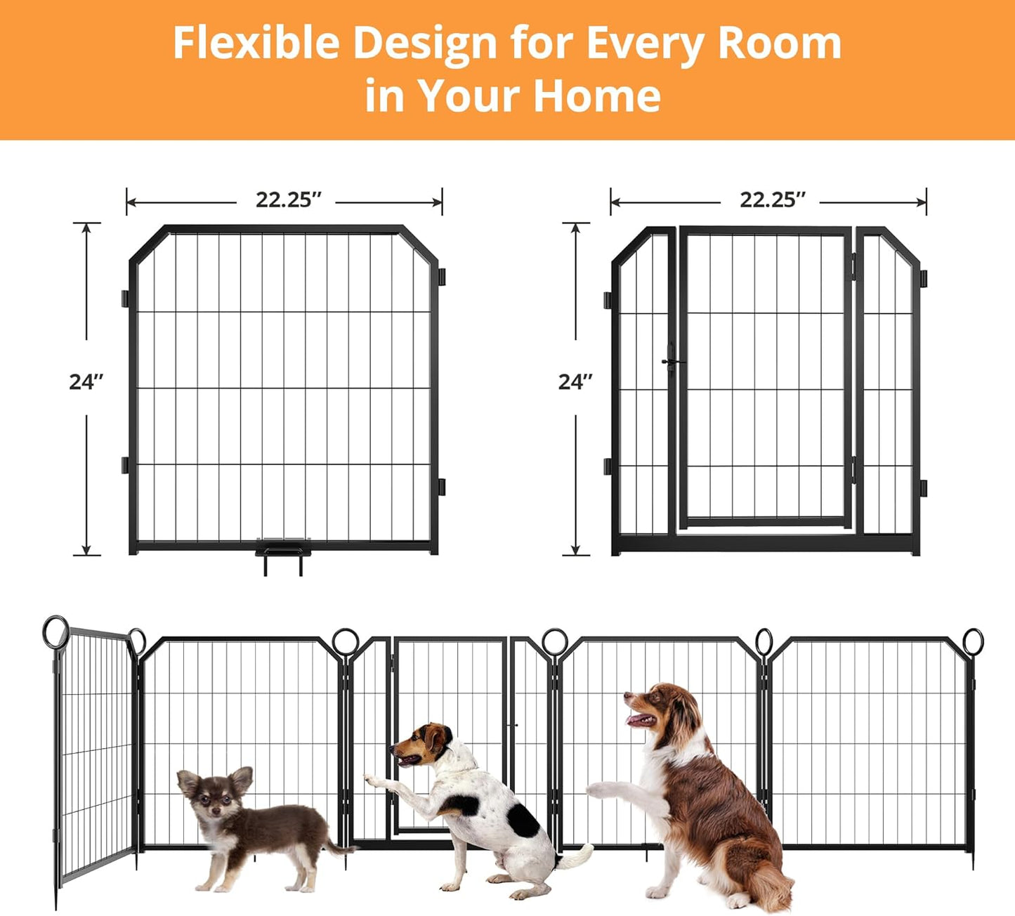 Garvee Metal Dog Playpen, Gate Included, Black