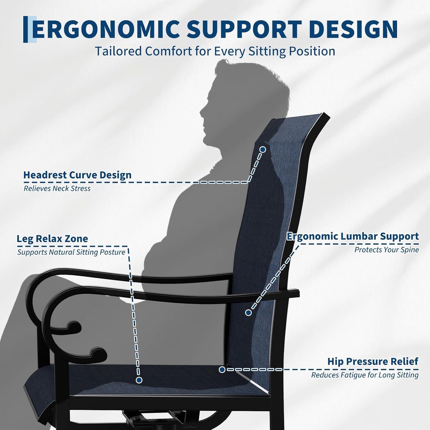 Riedhoff Patio Swivel Chairs Set of 2, with High Back, 23 x 20 x 40"