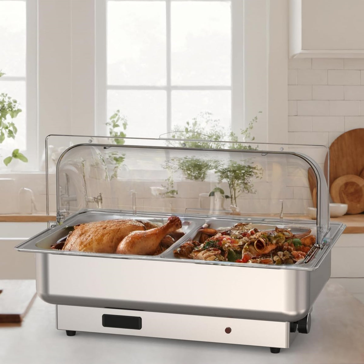 Garvee 9 QT Electric Chafing Dish with Lid, Silver