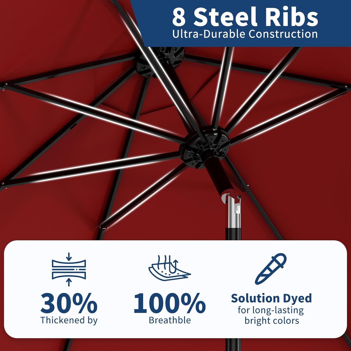 Garvee Outdoor Octagon Patio Umbrella, 8.69 x 8.69 x 7.87 ft, 8 Sturdy Ribs