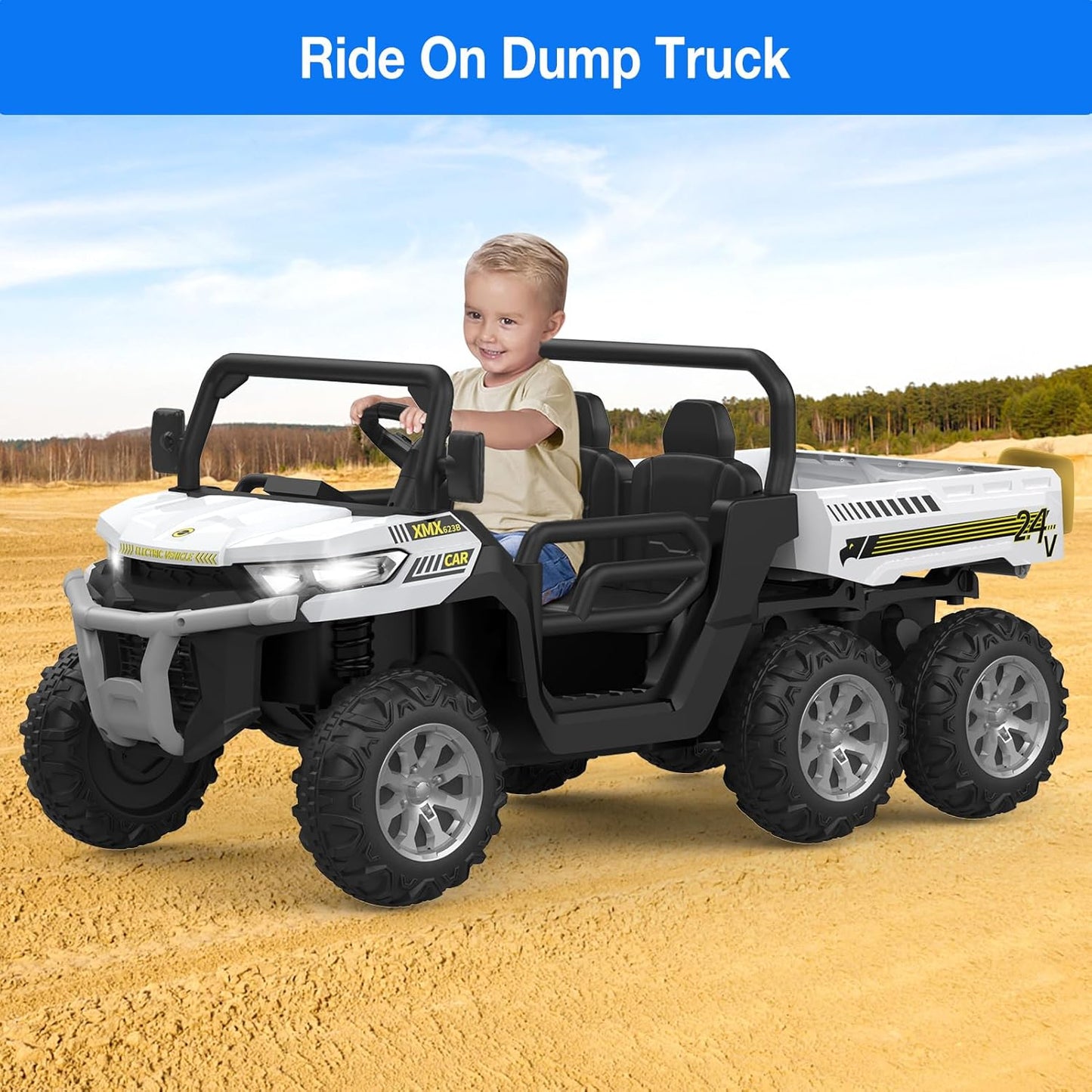 Garvee 24V Ride On Dump Truck for Kids, 4 x 75W Motors