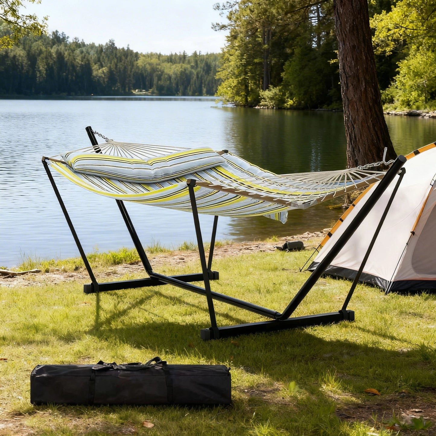 Garvee Double Hammock with Stand, Heavy Duty with Balance Rope