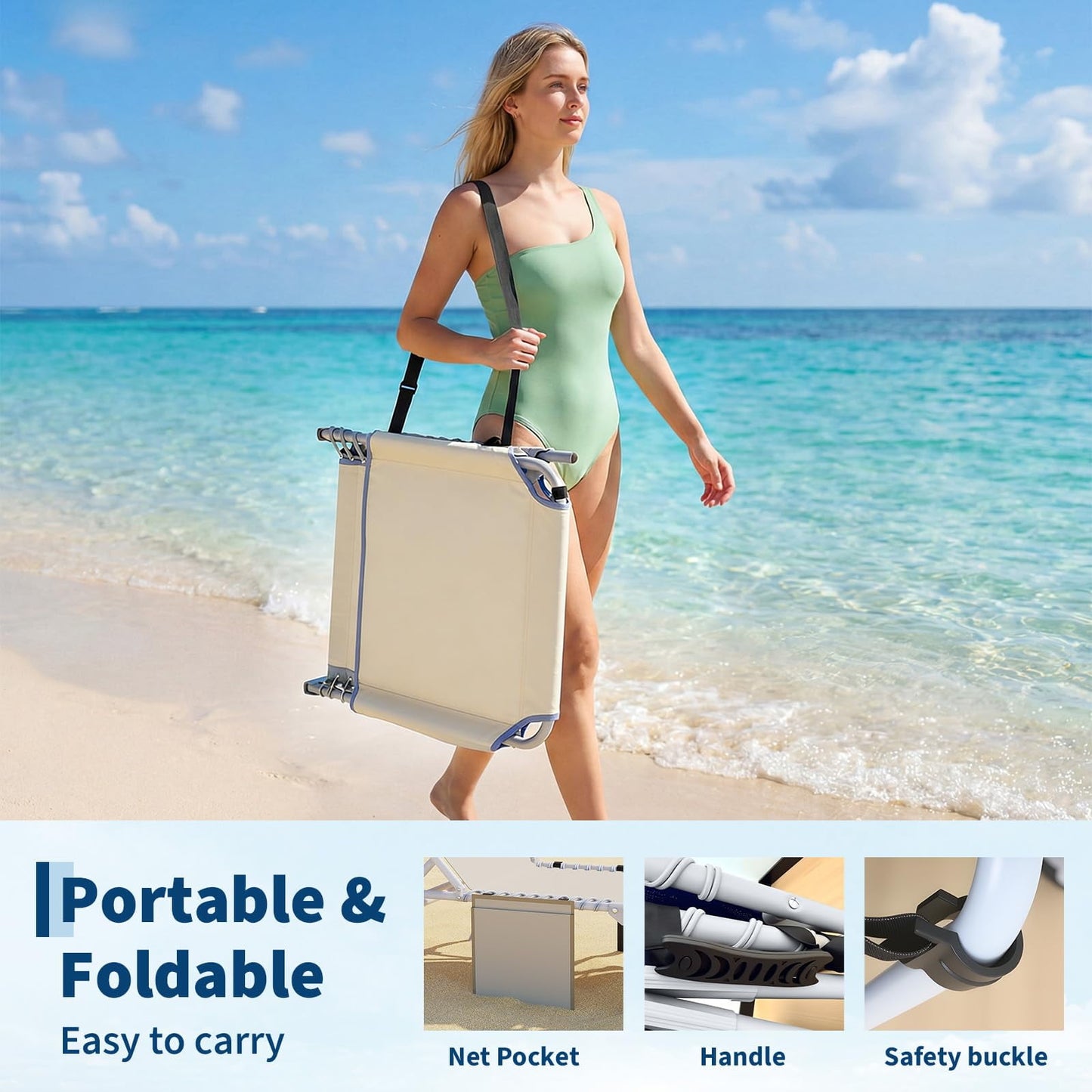Garvee Sun Tanning Chair, Folding Chaise Lounge Chairs with Table