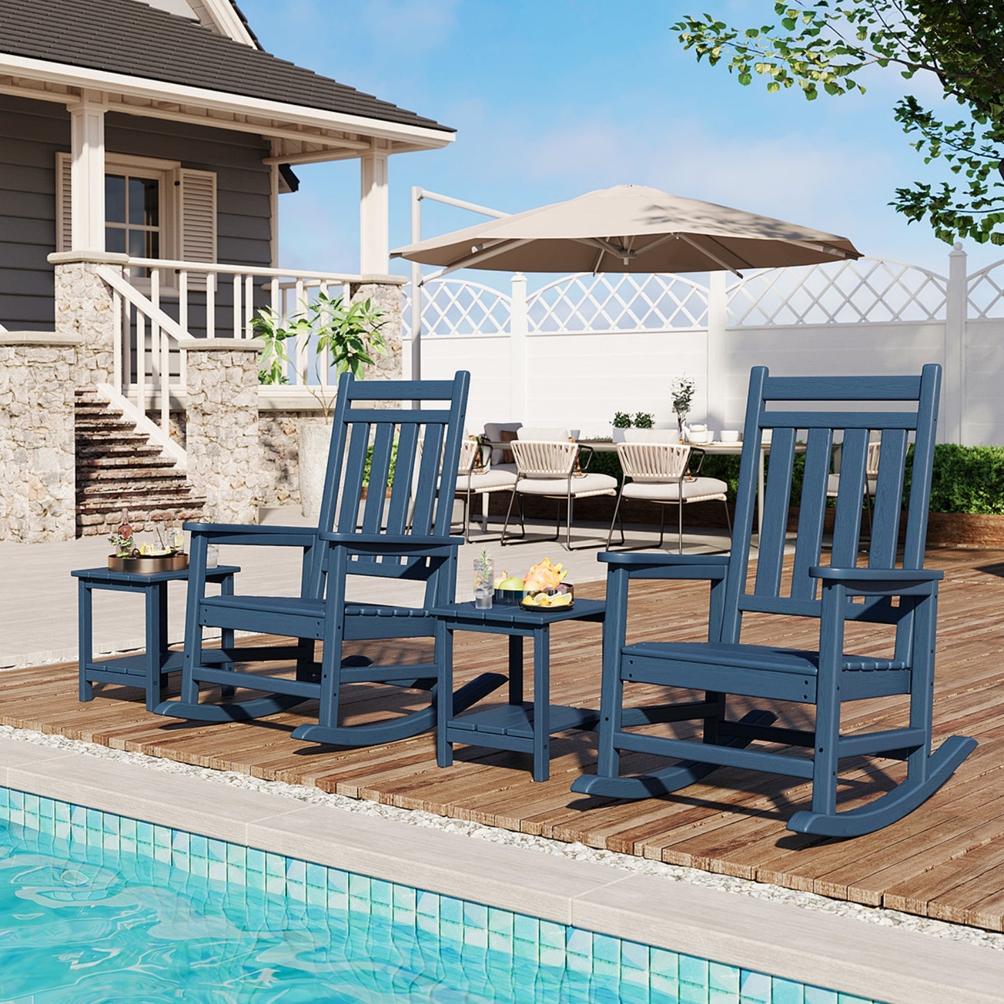 Garvee 2-Tier HDPE All Weather Adirondack Outdoor Side Table, 17.71" x 15.35" x 18.11"