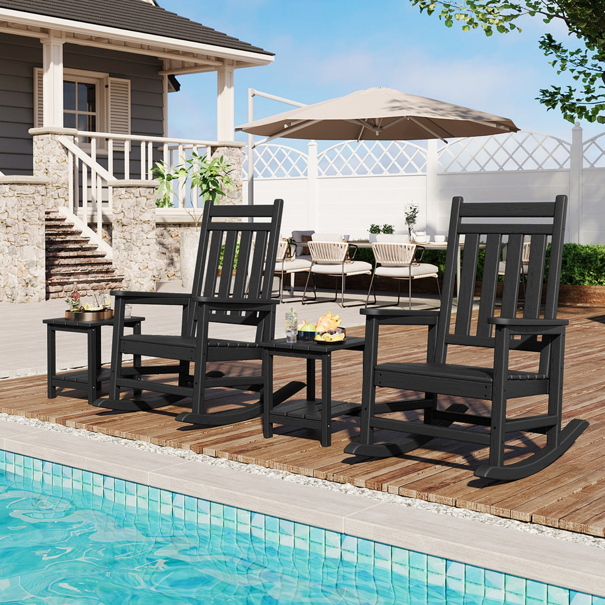Riedhoff 2-Tiers Outdoor Side Table for Patio, 17.71" x 15.35"x 18.11", Weather Resistant