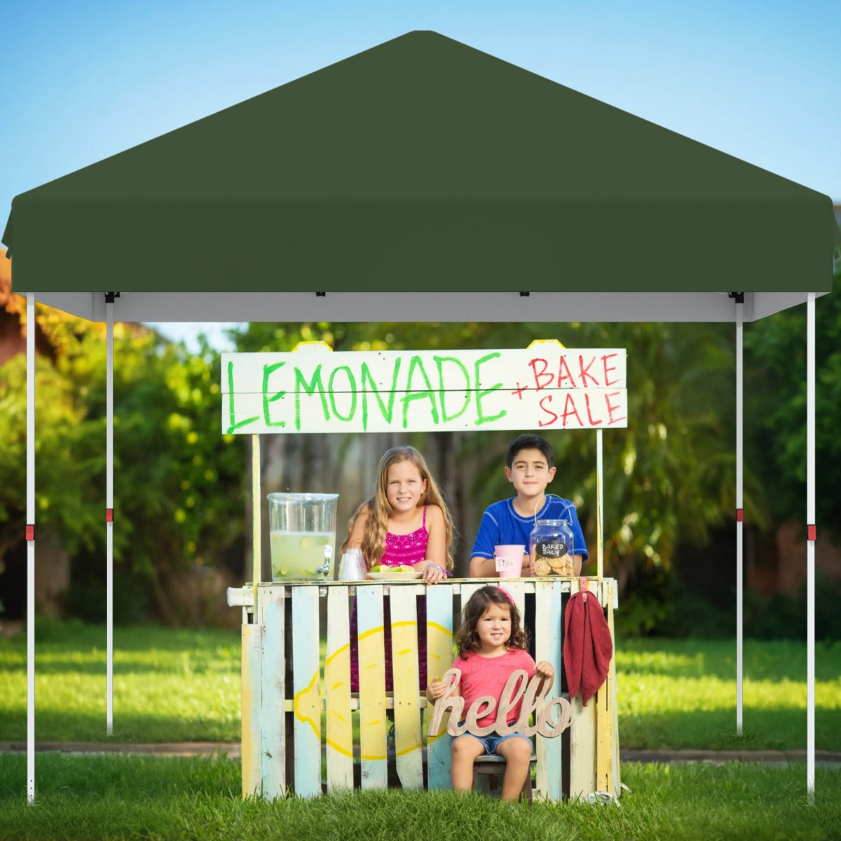 Garvee 10 x 10 Ft Pop-up Canopy, One Button Push Setup, Heavy Duty, Portable Roller Bag