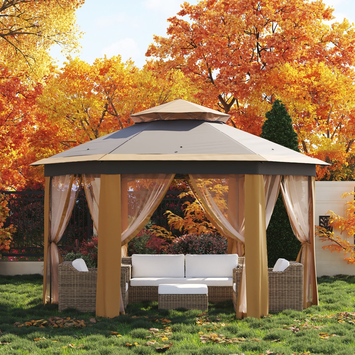 Garvee 79.5" Pop up Gazebo, Adjustable Height with Mosquito Net, Double-Layer