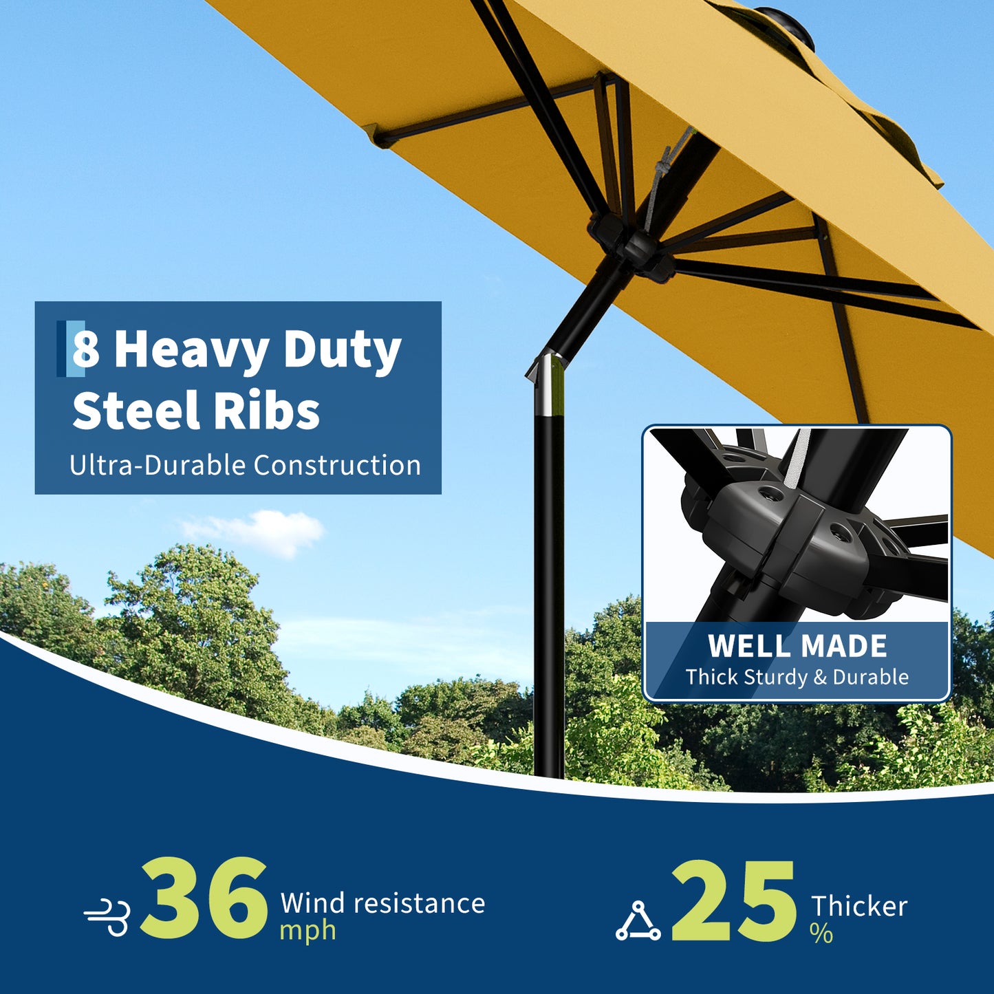 Garvee 10 feet Outdoor Patio Umbrella, with Push Button Tilt & 8 Sturdy Ribs