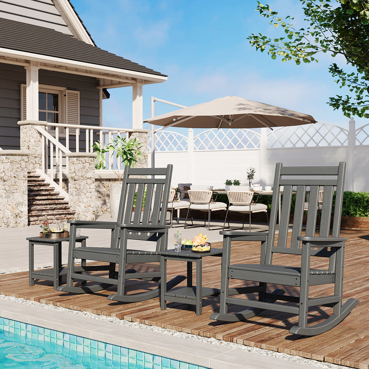 Riedhoff 2-Tiers Outdoor Side Table for Patio, 17.71" x 15.35"x 18.11", Weather Resistant