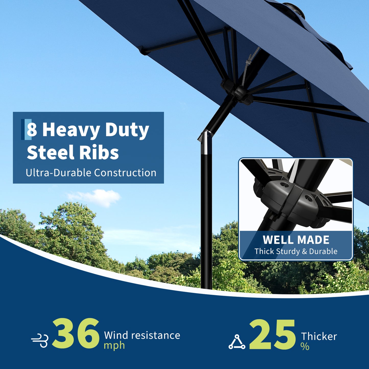 Garvee 10 feet Outdoor Patio Umbrella, with Push Button Tilt & 8 Sturdy Ribs