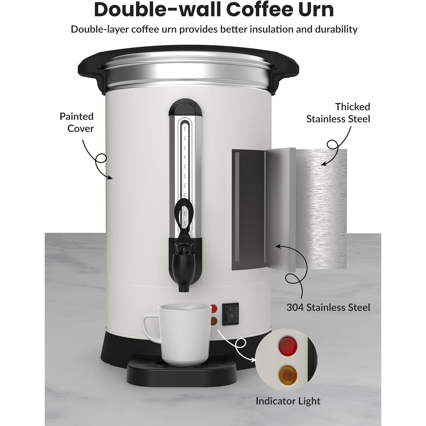 Garvee Stainless Steel Commercial Coffee Urns, Hot Water Dispenser