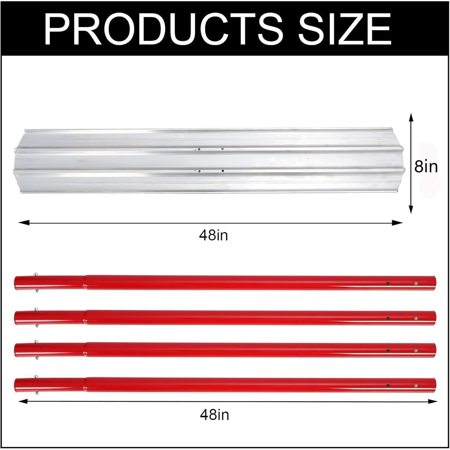 Garvee Concrete Float Kit 48x8”, with 4 Handles and Bull Float Bracket, for Concrete Finishing