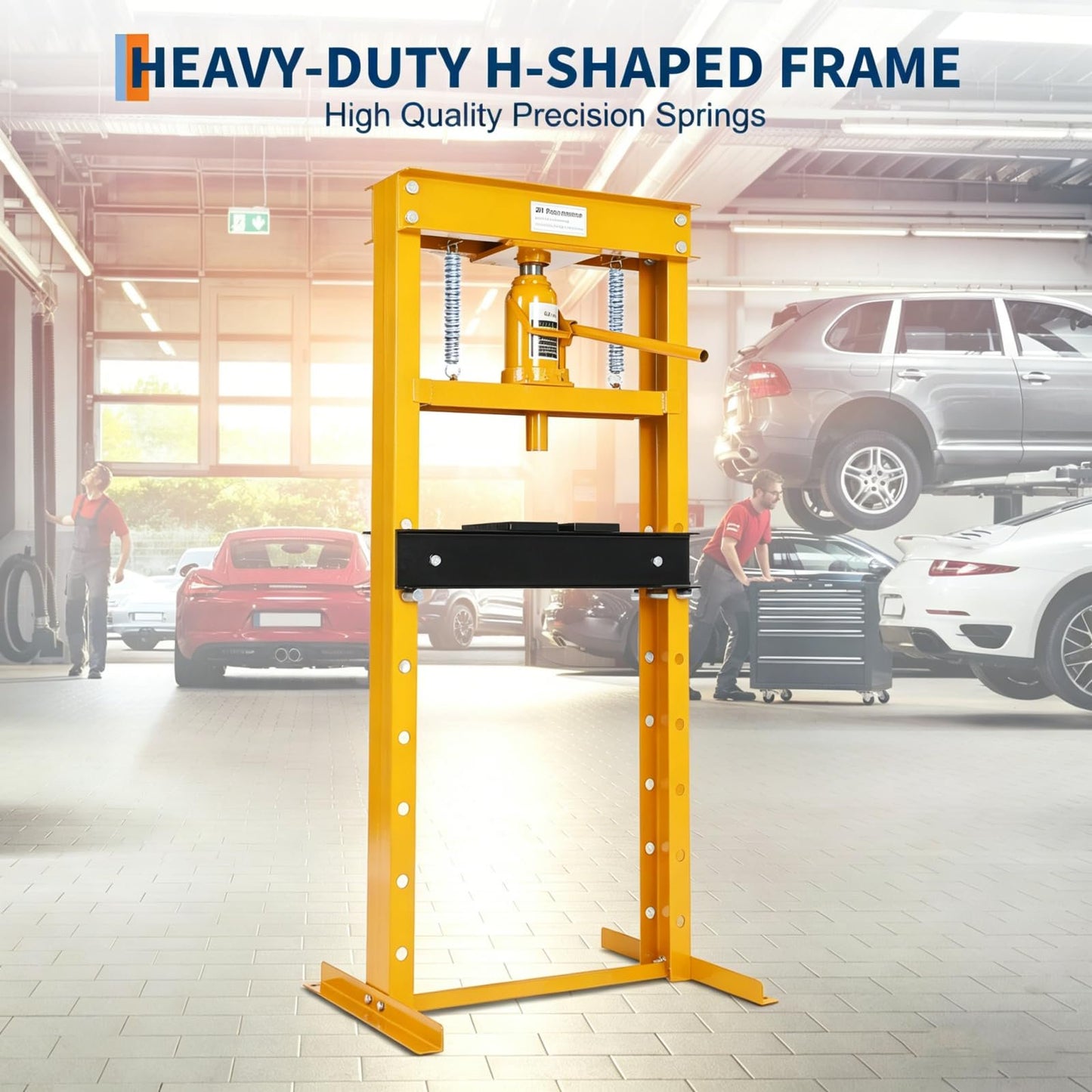 Garvee Hydraulic Shop Press, H-Frame Heavy Duty Steel, Yellow