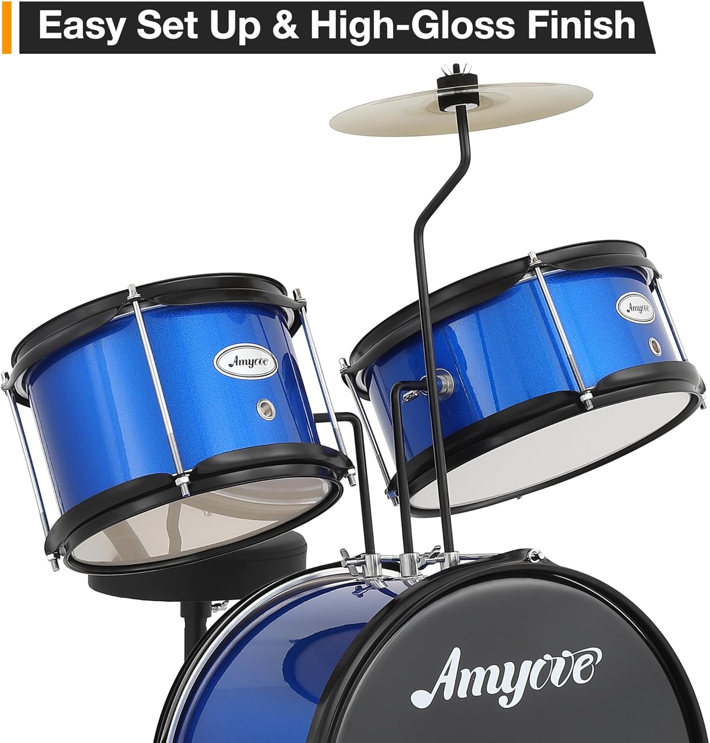 Garvee 3 Piece Beginner Drum Set for Kids Juniors, with Drum Sticks & Drum Throne Seat