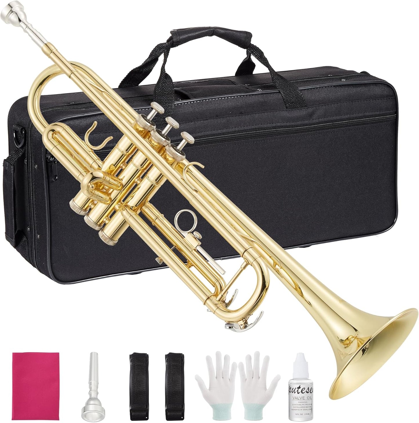 Garvee Bb Trumpet Lacquer Brass Complete Set for Beginners