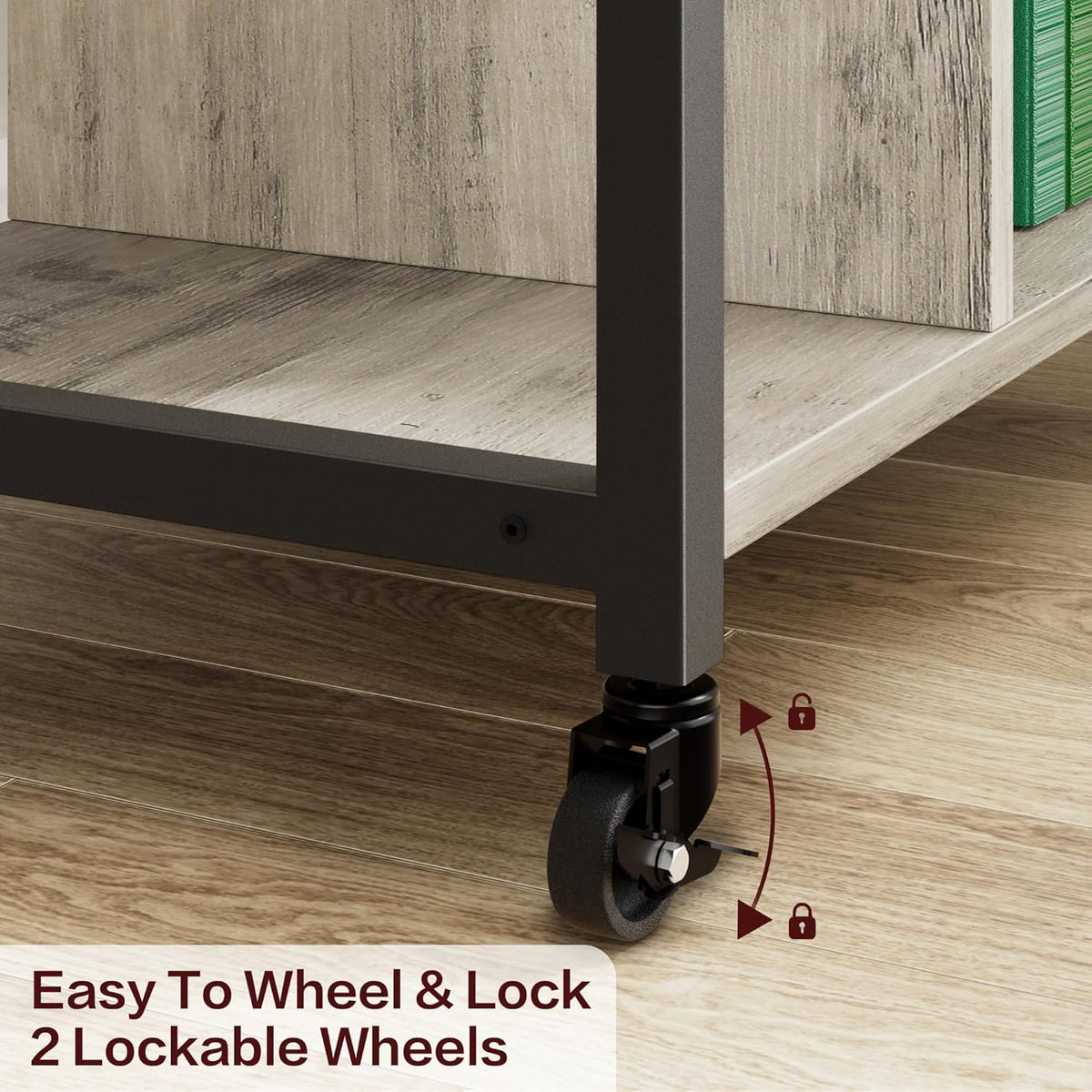 Garvee Rolling Printer Table, 3 Tiers, 17.3 x 11.8 x 18.1", with Lockable Wheels & Power Outlets
