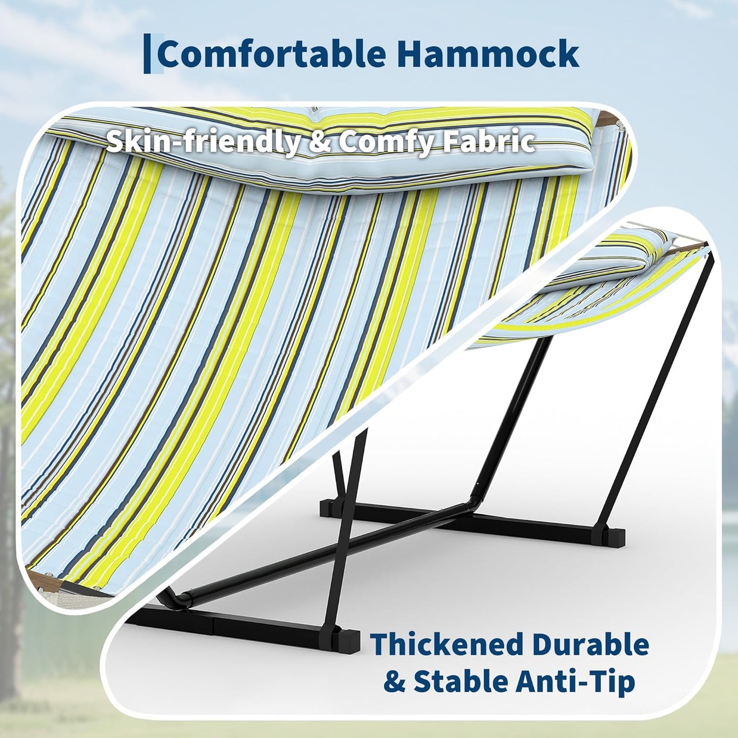 Garvee Double Hammock with Stand, Heavy Duty with Balance Rope