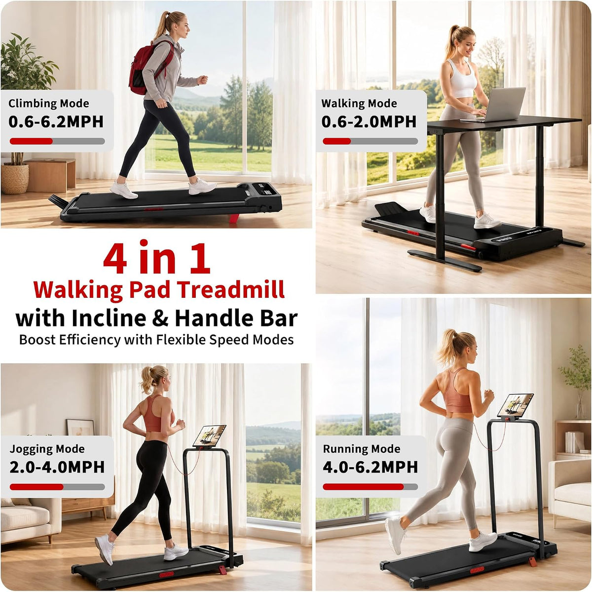 Riedhoff Folding Walking Pad Treadmill for Home, 3.0 HP Under Desk Treadmill with Smart APP