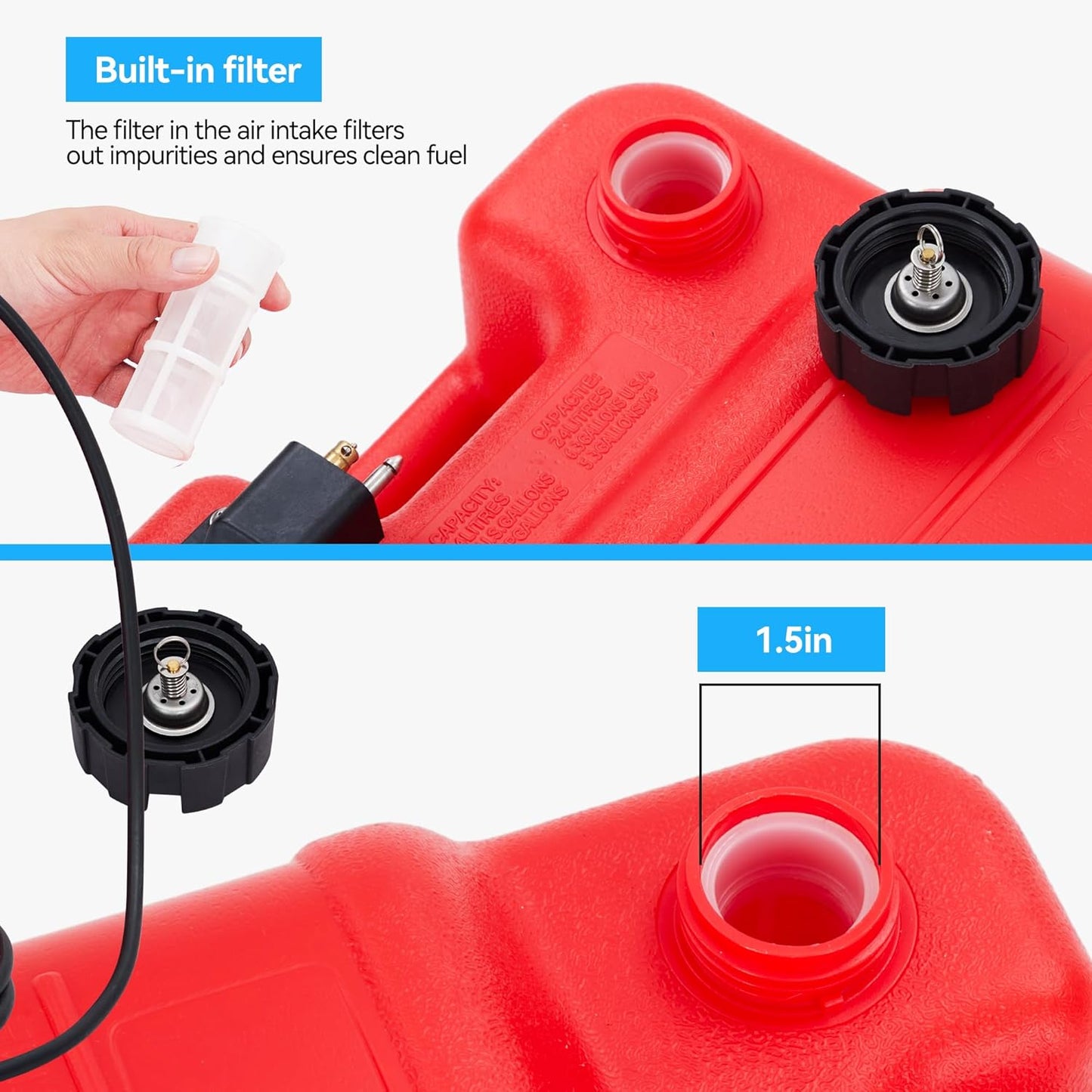 Riedhoff Marine Tank, with Line and Hand Pump, Red