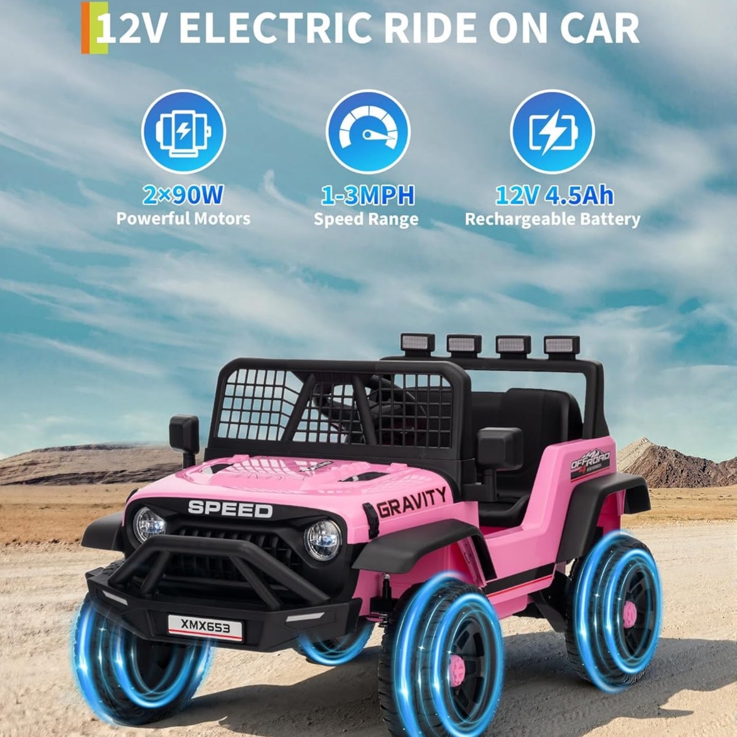 Garvee 12V Kids Ride on Car with Remote Controller, for Children 3-6 Years