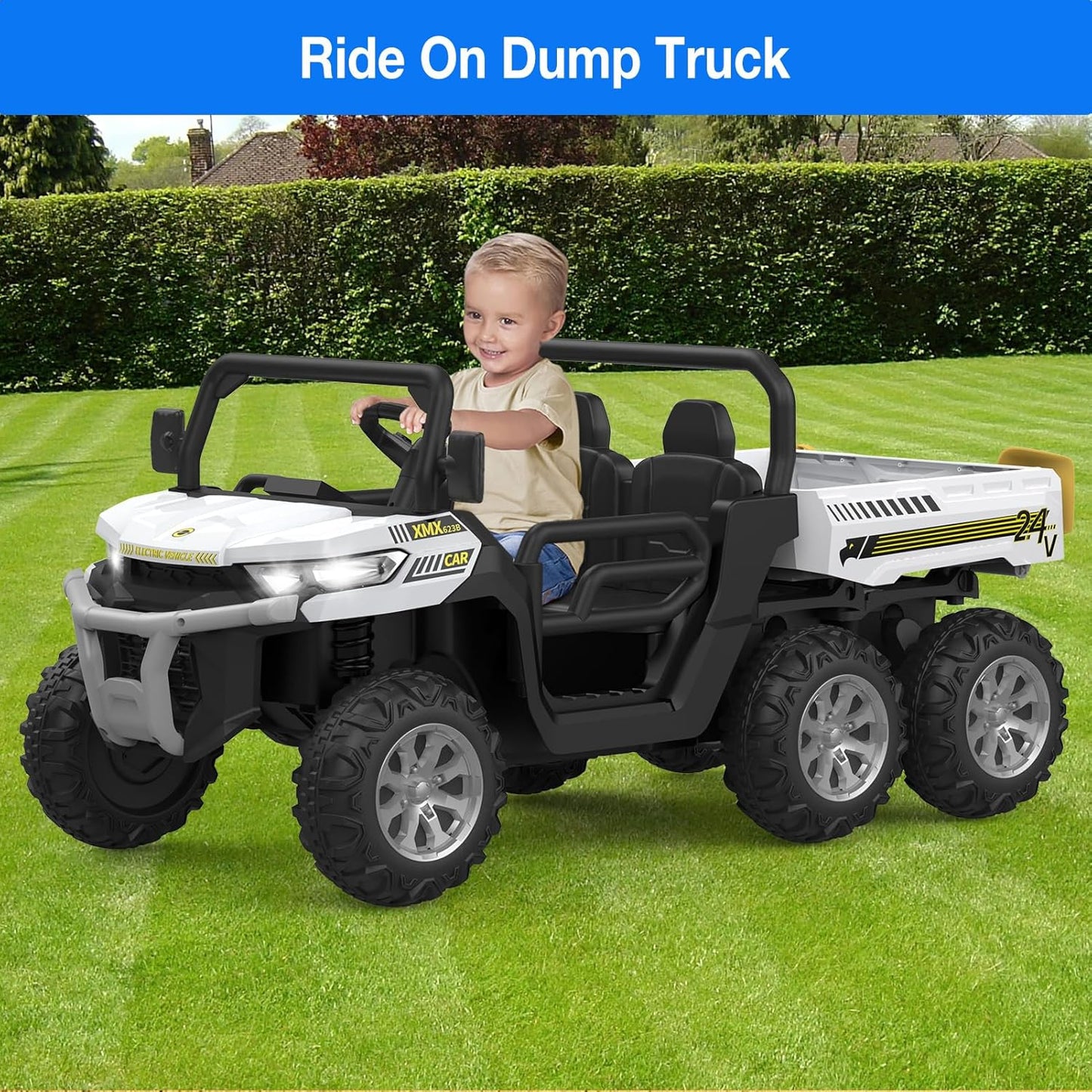 Garvee 24V Ride On Dump Truck for Kids, 4 x 75W Motors