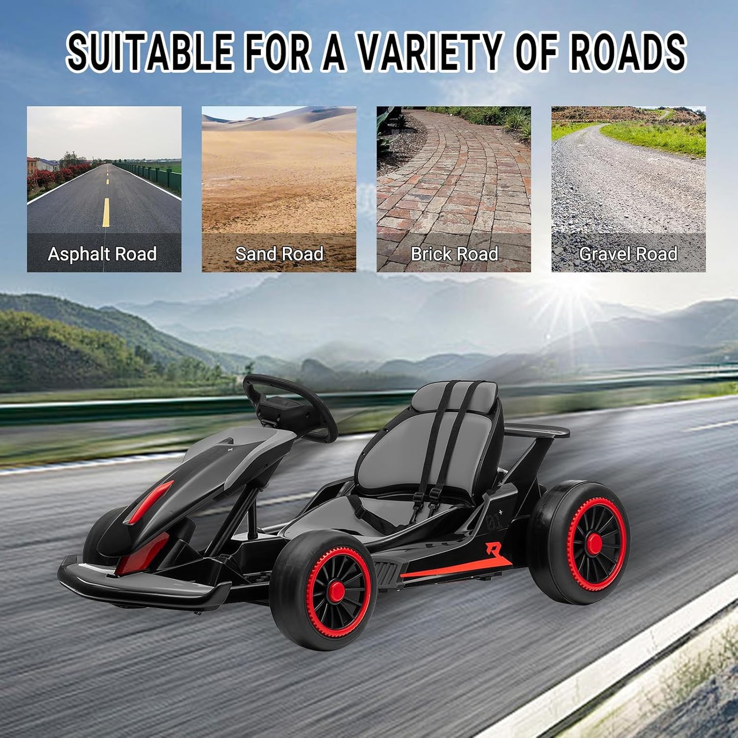 Garvee Kids Electric Drift Go-Kart, 24V 7AH Battery, 2*150W Motors, Outdoor Ride On Toy