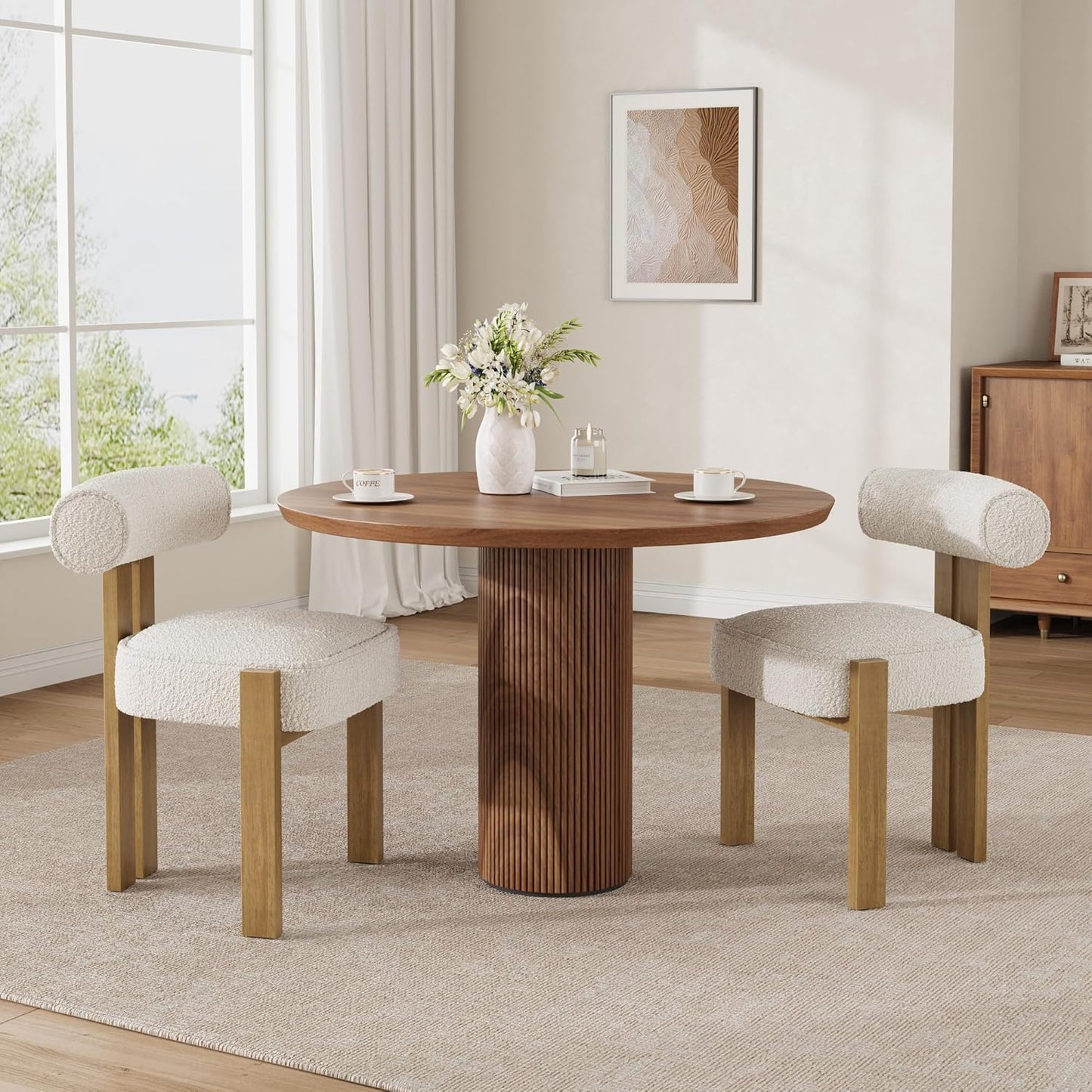 Garvee Upholstered Dining Chair 19.3 x 18.7 x 28.7", Ergonomic Curved Back Support