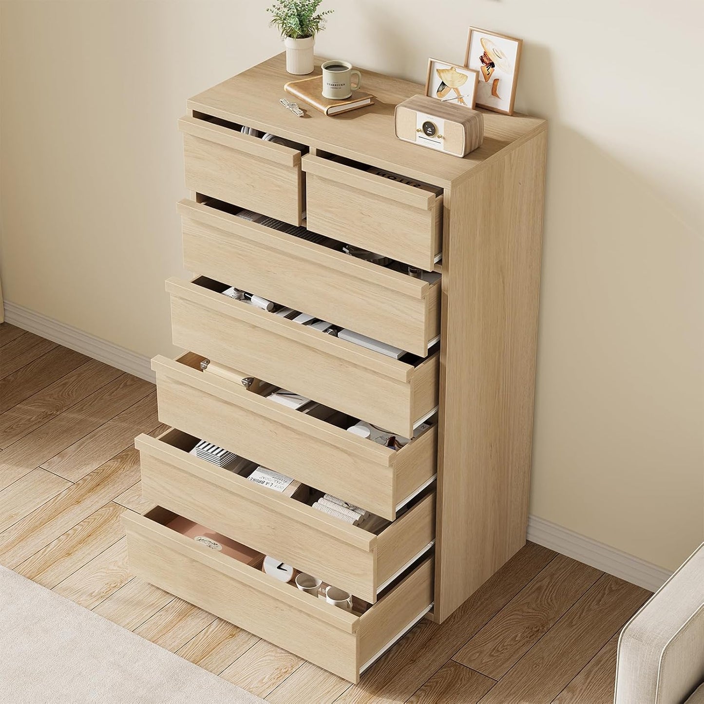 Garvee Vertical Chest of Drawers with 7 Drawers, 29.5 x 15.9 x 46.8"
