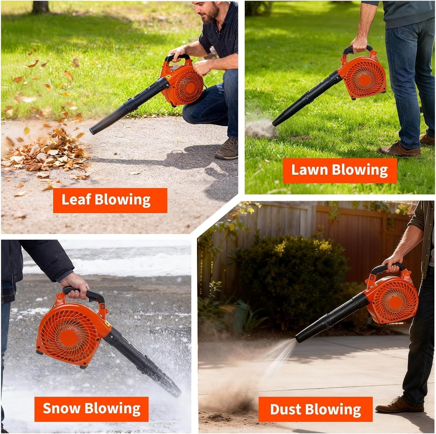 Garvee 280 mph at 490 CFM 28 CC, 2-Cycle Gas Handheld Leaf Blower, Orange