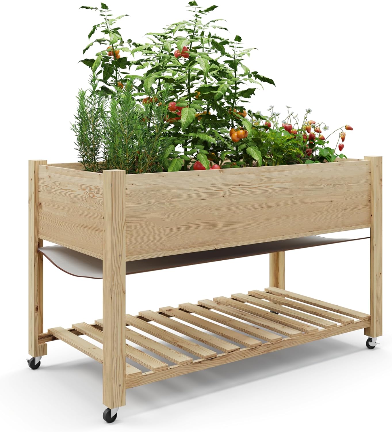 Garvee Wooden Raised Garden Bed, 48 x 24x 30" Elevated Wood Planter, Natural Color