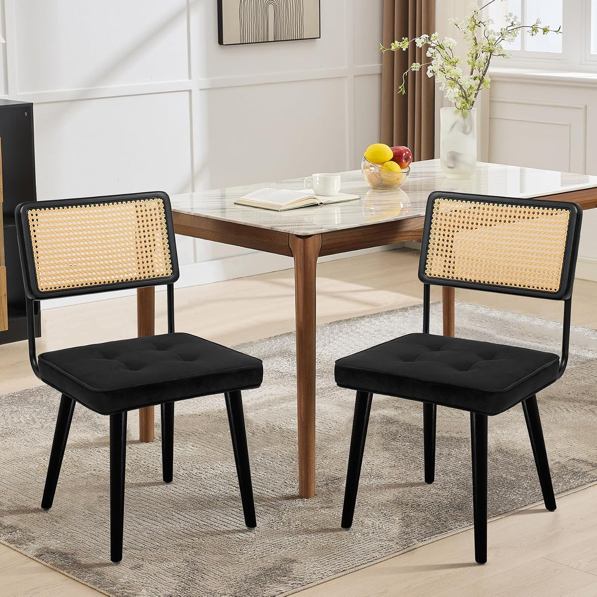 Riedhoff Rattan Dining Chairs, 22.4 x 18.5 x 31.7", Set of 2