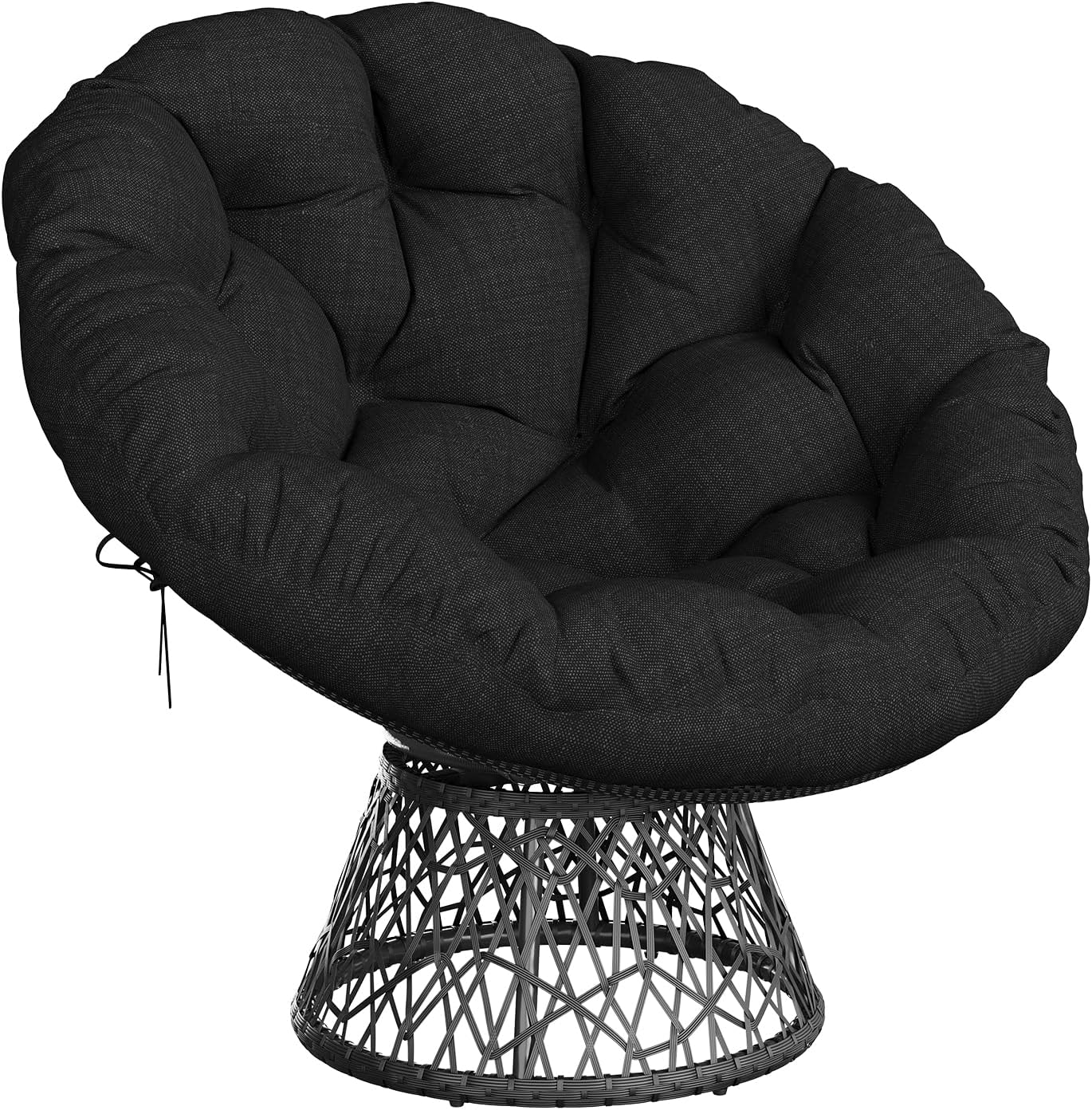 Riedhoff Wicker Papasan Chair 49 x 49 x 36", Extra-Thick Cushion, 360° Swivel Base