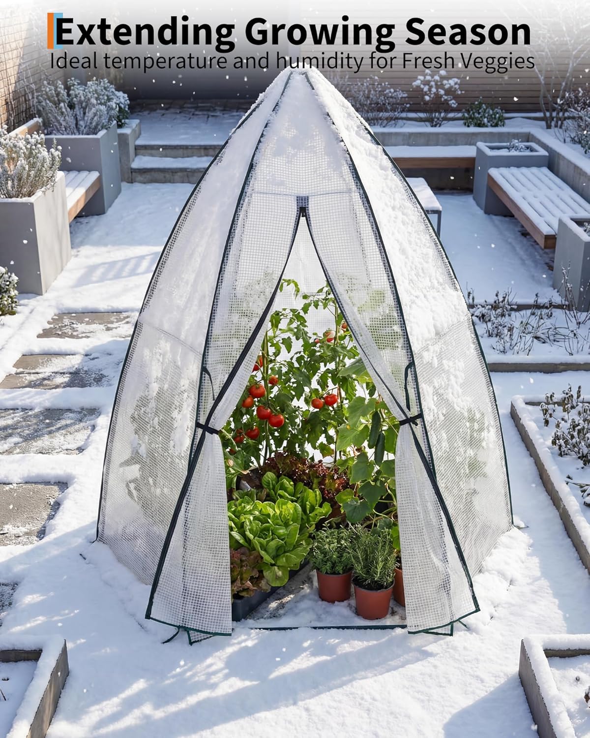 Garvee Mini Portable Greenhouse 54 x 54 x 71 inch, PE Cover with Roll-Up Zipper Door